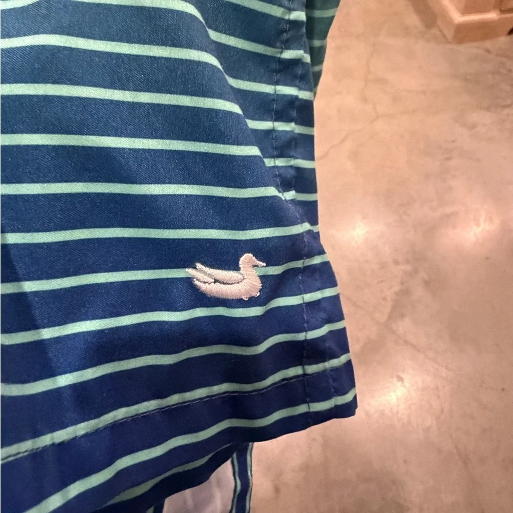 Southern Marsh Blue to Aqua Gradient Striped Swim Trunks Youth Large
